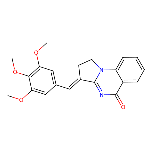 (E)-3-(3,4,5-trimethoxybenzylidene)-2,3-dihydropyrrolo[1,2-a]quinazolin-5(1H)-one structure