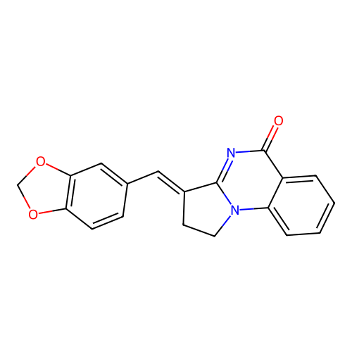 (E)-3-(benzo[d][1,3]dioxol-5-ylmethylene)-2,3-dihydropyrrolo[1,2-a]quinazolin-5(1H)-one structure