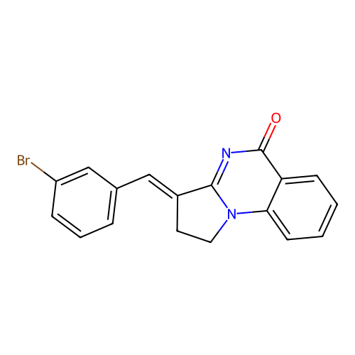 (E)-3-(3-bromobenzylidene)-2,3-dihydropyrrolo[1,2-a]quinazolin-5(1H)-one structure