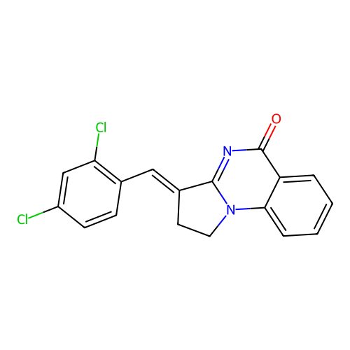 (3E)-3-(2,4-dichlorobenzylidene)-2,3-dihydropyrrolo[1,2-a]quinazolin-5(1H)-one structure
