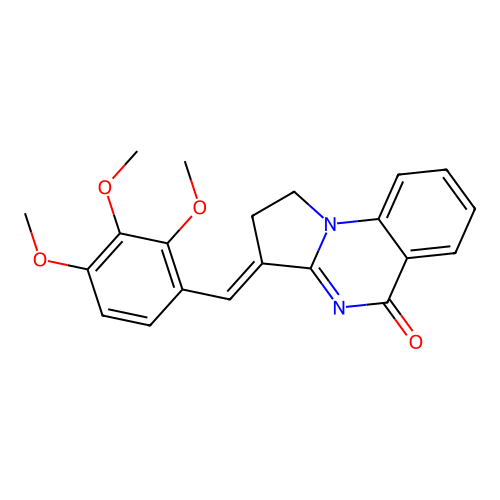 (E)-3-(2,3,4-trimethoxybenzylidene)-2,3-dihydropyrrolo[1,2-a]quinazolin-5(1H)-one structure
