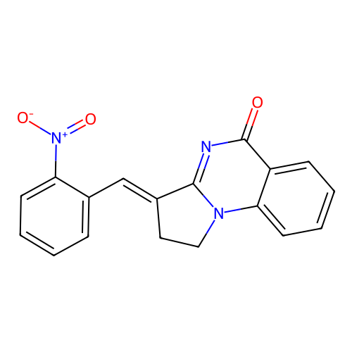 (E)-3-(2-nitrobenzylidene)-2,3-dihydropyrrolo[1,2-a]quinazolin-5(1H)-one structure