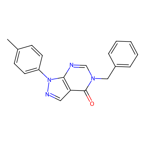 5-benzyl-1-(p-tolyl)-1H-pyrazolo[3,4-d]pyrimidin-4(5H)-one structure