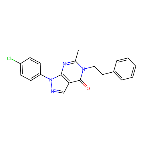 1-(4-chlorophenyl)-6-methyl-5-phenethyl-1H-pyrazolo[3,4-d]pyrimidin-4(5H)-one structure