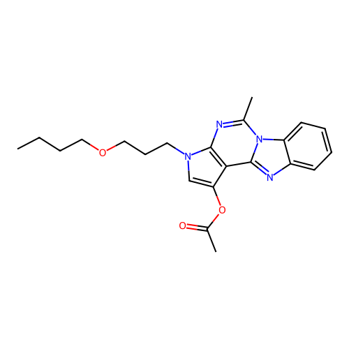 3-(3-butoxypropyl)-5-methyl-3H-benzo[4,5]imidazo[1,2-c]pyrrolo[3,2-e]pyrimidin-1-yl acetate structure