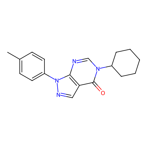 5-cyclohexyl-1-(p-tolyl)-1H-pyrazolo[3,4-d]pyrimidin-4(5H)-one structure