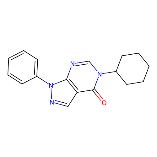 5-cyclohexyl-1-phenyl-1,5-dihydro-4H-pyrazolo[3,4-d]pyrimidin-4-one structure
