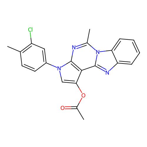 3-(3-chloro-4-methylphenyl)-5-methyl-3H-pyrrolo[2',3':4,5]pyrimido[1,6-a]benzimidazol-1-yl acetate structure