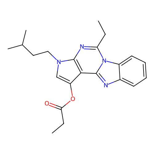 5-ethyl-3-isopentyl-3H-benzo[4,5]imidazo[1,2-c]pyrrolo[3,2-e]pyrimidin-1-yl propionate structure