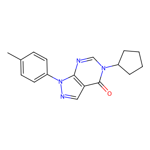 5-cyclopentyl-1-(p-tolyl)-1H-pyrazolo[3,4-d]pyrimidin-4(5H)-one structure
