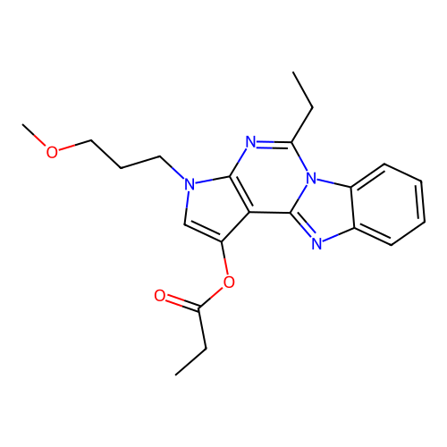5-ethyl-3-(3-methoxypropyl)-3H-pyrrolo[2',3':4,5]pyrimido[1,6-a]benzimidazol-1-yl propanoate structure