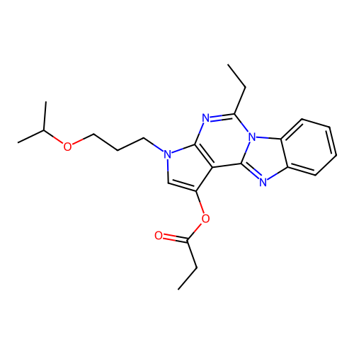 5-ethyl-3-(3-isopropoxypropyl)-3H-benzo[4,5]imidazo[1,2-c]pyrrolo[3,2-e]pyrimidin-1-yl propionate structure