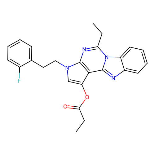 5-ethyl-3-(2-fluorophenethyl)-3H-benzo[4,5]imidazo[1,2-c]pyrrolo[3,2-e]pyrimidin-1-yl propionate structure