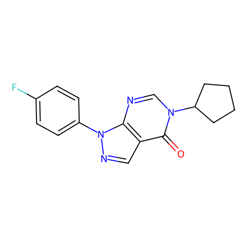 5-cyclopentyl-1-(4-fluorophenyl)-1,5-dihydro-4H-pyrazolo[3,4-d]pyrimidin-4-one structure