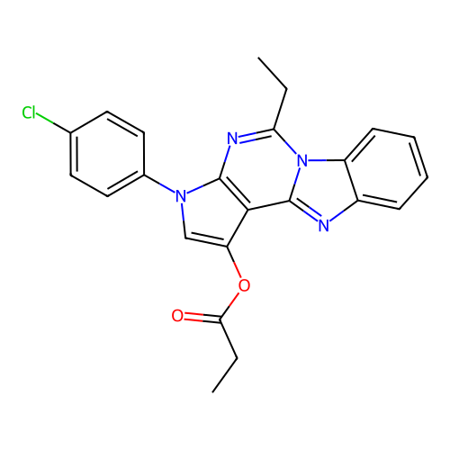 3-(4-chlorophenyl)-5-ethyl-3H-benzo[4,5]imidazo[1,2-c]pyrrolo[3,2-e]pyrimidin-1-yl propionate structure