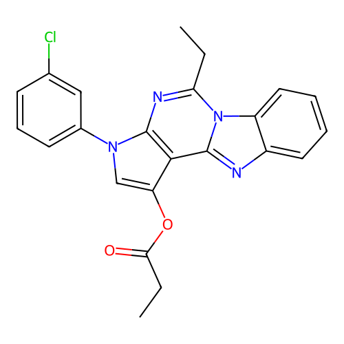 3-(3-chlorophenyl)-5-ethyl-3H-benzo[4,5]imidazo[1,2-c]pyrrolo[3,2-e]pyrimidin-1-yl propionate structure
