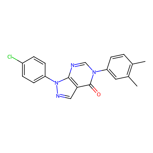 1-(4-chlorophenyl)-5-(3,4-dimethylphenyl)-1H-pyrazolo[3,4-d]pyrimidin-4(5H)-one structure
