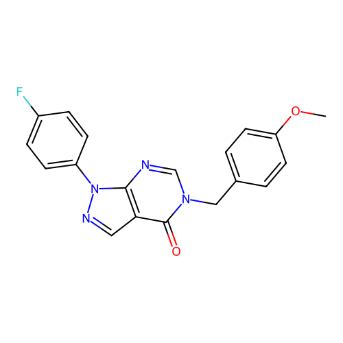 1-(4-fluorophenyl)-5-(4-methoxybenzyl)-1H-pyrazolo[3,4-d]pyrimidin-4(5H)-one structure