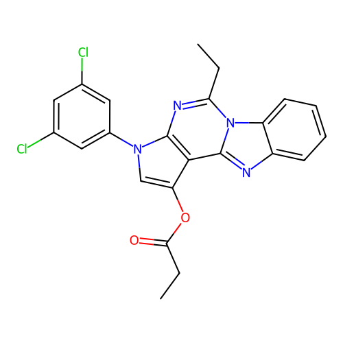 3-(3,5-dichlorophenyl)-5-ethyl-3H-benzo[4,5]imidazo[1,2-c]pyrrolo[3,2-e]pyrimidin-1-yl propionate structure