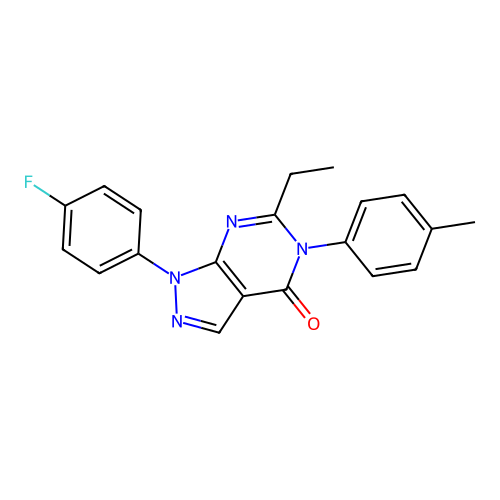 6-ethyl-1-(4-fluorophenyl)-5-(p-tolyl)-1H-pyrazolo[3,4-d]pyrimidin-4(5H)-one structure