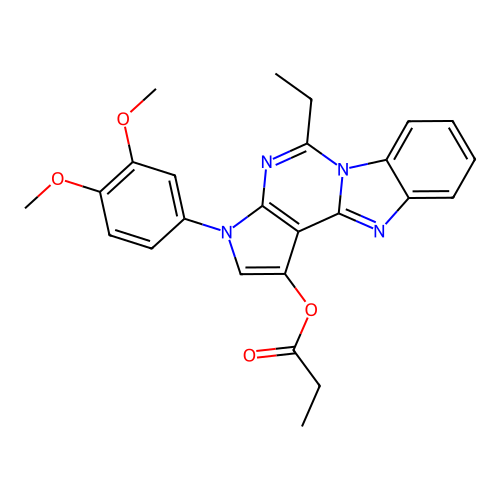 3-(3,4-dimethoxyphenyl)-5-ethyl-3H-benzo[4,5]imidazo[1,2-c]pyrrolo[3,2-e]pyrimidin-1-yl propionate structure