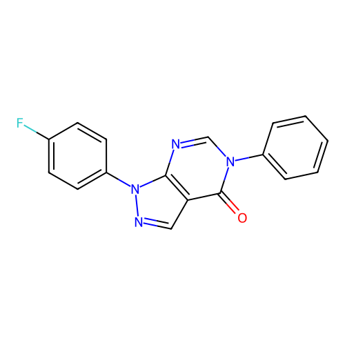 1-(4-fluorophenyl)-5-phenyl-1H-pyrazolo[3,4-d]pyrimidin-4(5H)-one structure