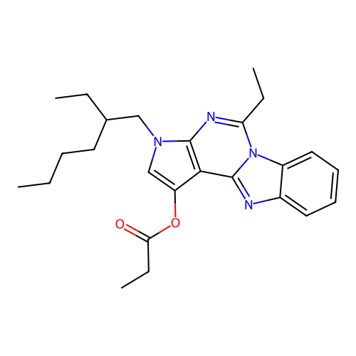 5-ethyl-3-(2-ethylhexyl)-3H-benzo[4,5]imidazo[1,2-c]pyrrolo[3,2-e]pyrimidin-1-yl propionate structure