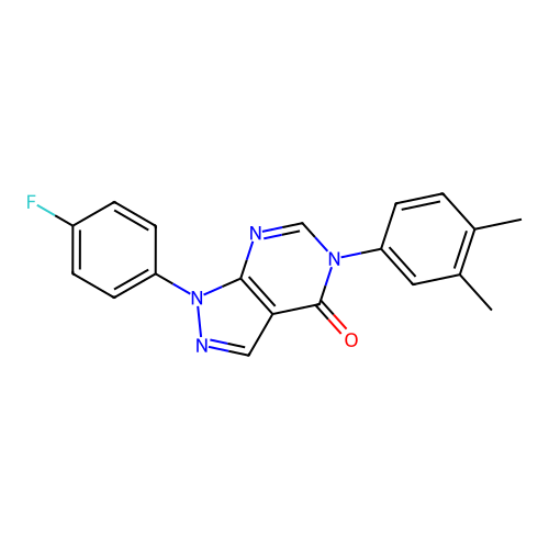 5-(3,4-dimethylphenyl)-1-(4-fluorophenyl)-1H-pyrazolo[3,4-d]pyrimidin-4(5H)-one structure
