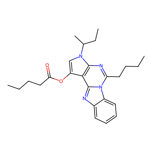 3-(butan-2-yl)-5-butyl-3H-pyrrolo[2',3':4,5]pyrimido[1,6-a]benzimidazol-1-yl pentanoate structure