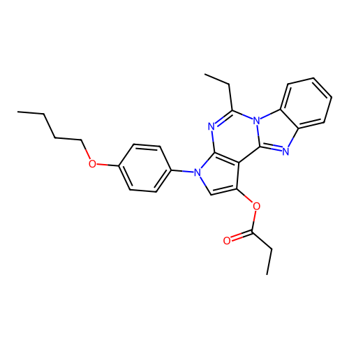 3-(4-butoxyphenyl)-5-ethyl-3H-benzo[4,5]imidazo[1,2-c]pyrrolo[3,2-e]pyrimidin-1-yl propionate structure