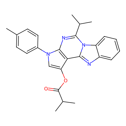 3-(4-methylphenyl)-5-(propan-2-yl)-3H-pyrrolo[2',3':4,5]pyrimido[1,6-a]benzimidazol-1-yl 2-methylpropanoate structure