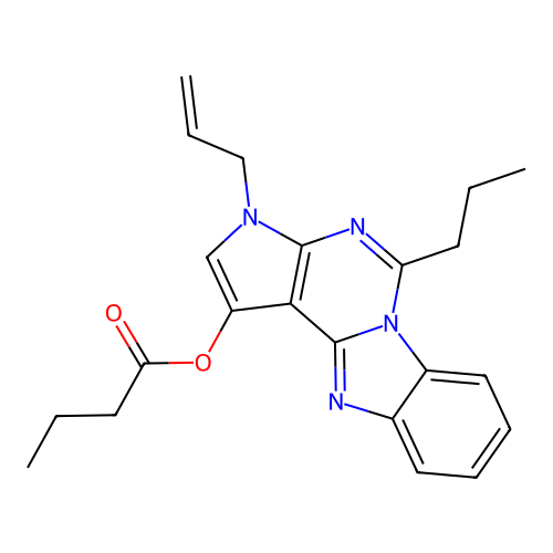 3-allyl-5-propyl-3H-benzo[4,5]imidazo[1,2-c]pyrrolo[3,2-e]pyrimidin-1-yl butyrate structure