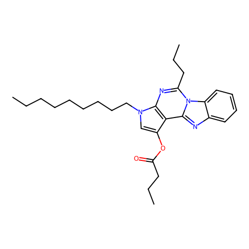3-nonyl-5-propyl-3H-benzo[4,5]imidazo[1,2-c]pyrrolo[3,2-e]pyrimidin-1-yl butyrate structure