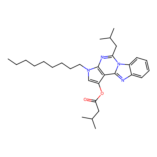 5-(2-methylpropyl)-3-nonyl-3H-pyrrolo[2',3':4,5]pyrimido[1,6-a]benzimidazol-1-yl 3-methylbutanoate structure