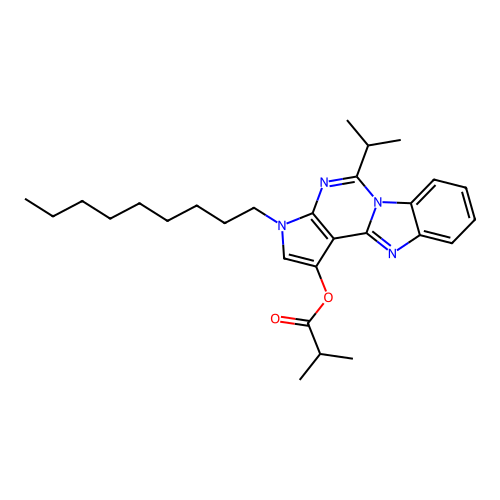 5-isopropyl-3-nonyl-3H-benzo[4,5]imidazo[1,2-c]pyrrolo[3,2-e]pyrimidin-1-yl isobutyrate structure
