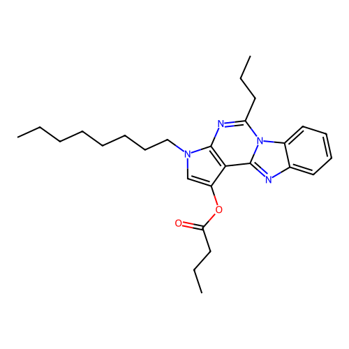 3-octyl-5-propyl-3H-benzo[4,5]imidazo[1,2-c]pyrrolo[3,2-e]pyrimidin-1-yl butyrate structure
