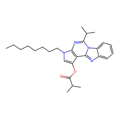 5-isopropyl-3-octyl-3H-benzo[4,5]imidazo[1,2-c]pyrrolo[3,2-e]pyrimidin-1-yl isobutyrate structure