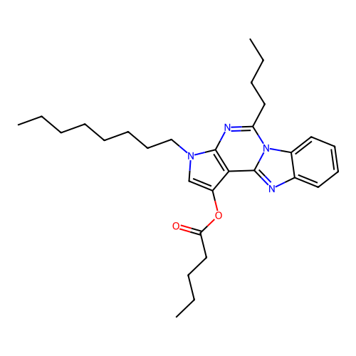 5-butyl-3-octyl-3H-benzo[4,5]imidazo[1,2-c]pyrrolo[3,2-e]pyrimidin-1-yl pentanoate structure