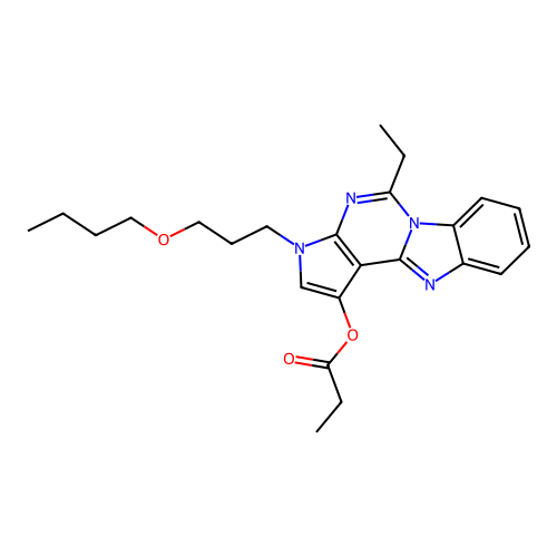 3-(3-butoxypropyl)-5-ethyl-3H-benzo[4,5]imidazo[1,2-c]pyrrolo[3,2-e]pyrimidin-1-yl propionate structure