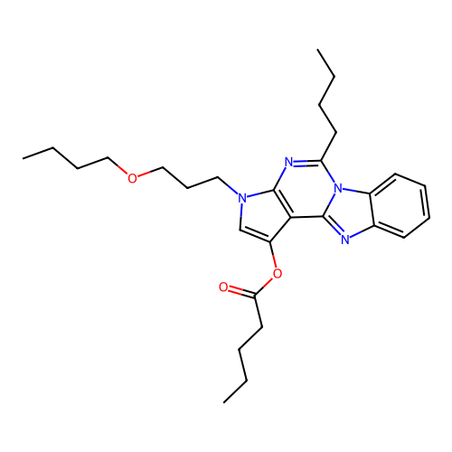3-(3-butoxypropyl)-5-butyl-3H-benzo[4,5]imidazo[1,2-c]pyrrolo[3,2-e]pyrimidin-1-yl pentanoate structure