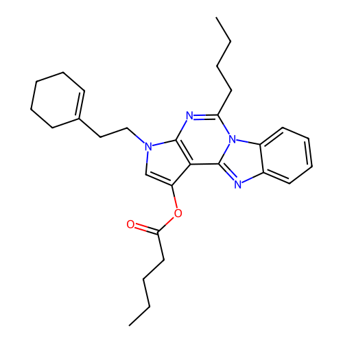 5-butyl-3-(2-(cyclohex-1-en-1-yl)ethyl)-3H-benzo[4,5]imidazo[1,2-c]pyrrolo[3,2-e]pyrimidin-1-yl pentanoate structure