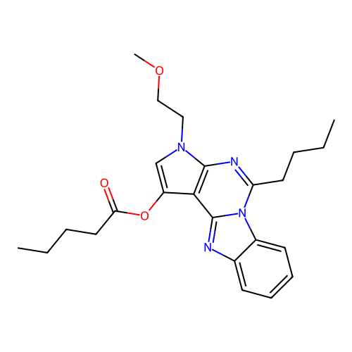 5-butyl-3-(2-methoxyethyl)-3H-benzo[4,5]imidazo[1,2-c]pyrrolo[3,2-e]pyrimidin-1-yl pentanoate structure