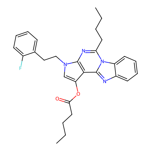 5-butyl-3-(2-fluorophenethyl)-3H-benzo[4,5]imidazo[1,2-c]pyrrolo[3,2-e]pyrimidin-1-yl pentanoate structure