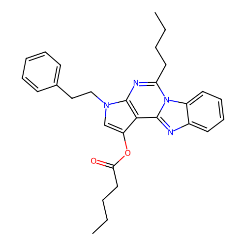 5-butyl-3-phenethyl-3H-benzo[4,5]imidazo[1,2-c]pyrrolo[3,2-e]pyrimidin-1-yl pentanoate structure