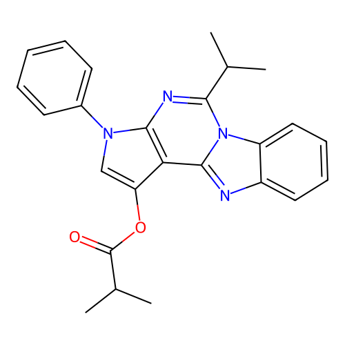 5-isopropyl-3-phenyl-3H-benzo[4,5]imidazo[1,2-c]pyrrolo[3,2-e]pyrimidin-1-yl isobutyrate structure