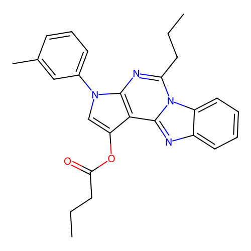 5-propyl-3-(m-tolyl)-3H-benzo[4,5]imidazo[1,2-c]pyrrolo[3,2-e]pyrimidin-1-yl butyrate structure