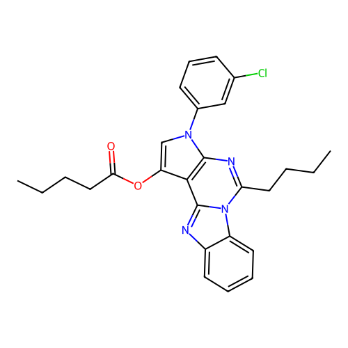 5-butyl-3-(3-chlorophenyl)-3H-benzo[4,5]imidazo[1,2-c]pyrrolo[3,2-e]pyrimidin-1-yl pentanoate structure