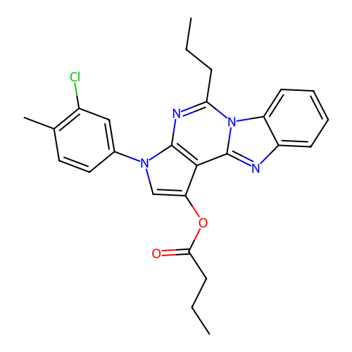 3-(3-chloro-4-methylphenyl)-5-propyl-3H-benzo[4,5]imidazo[1,2-c]pyrrolo[3,2-e]pyrimidin-1-yl butyrate structure
