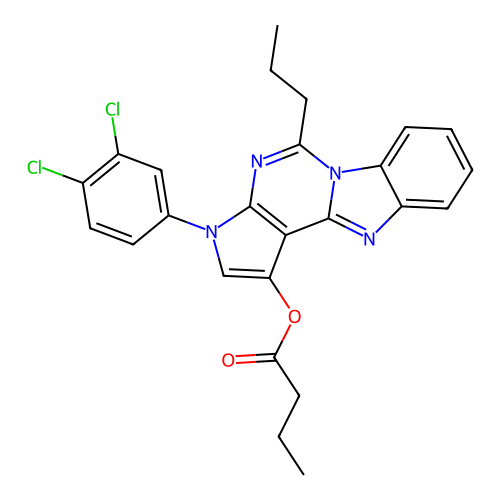 3-(3,4-dichlorophenyl)-5-propyl-3H-benzo[4,5]imidazo[1,2-c]pyrrolo[3,2-e]pyrimidin-1-yl butyrate structure