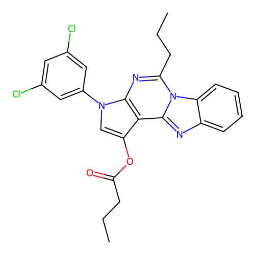 3-(3,5-dichlorophenyl)-5-propyl-3H-benzo[4,5]imidazo[1,2-c]pyrrolo[3,2-e]pyrimidin-1-yl butyrate structure